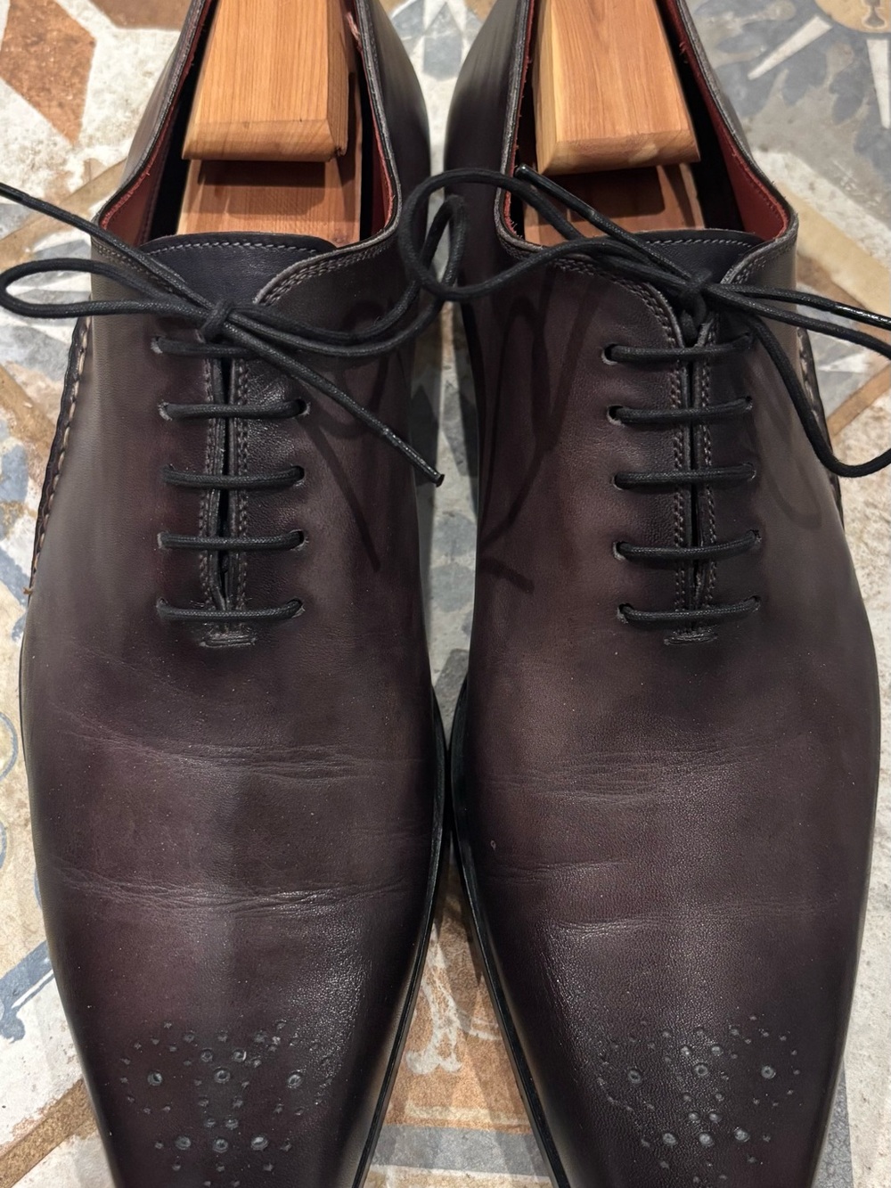 Magnanni Gray Leather Oxfords Shoes Size 11 Made in Spain